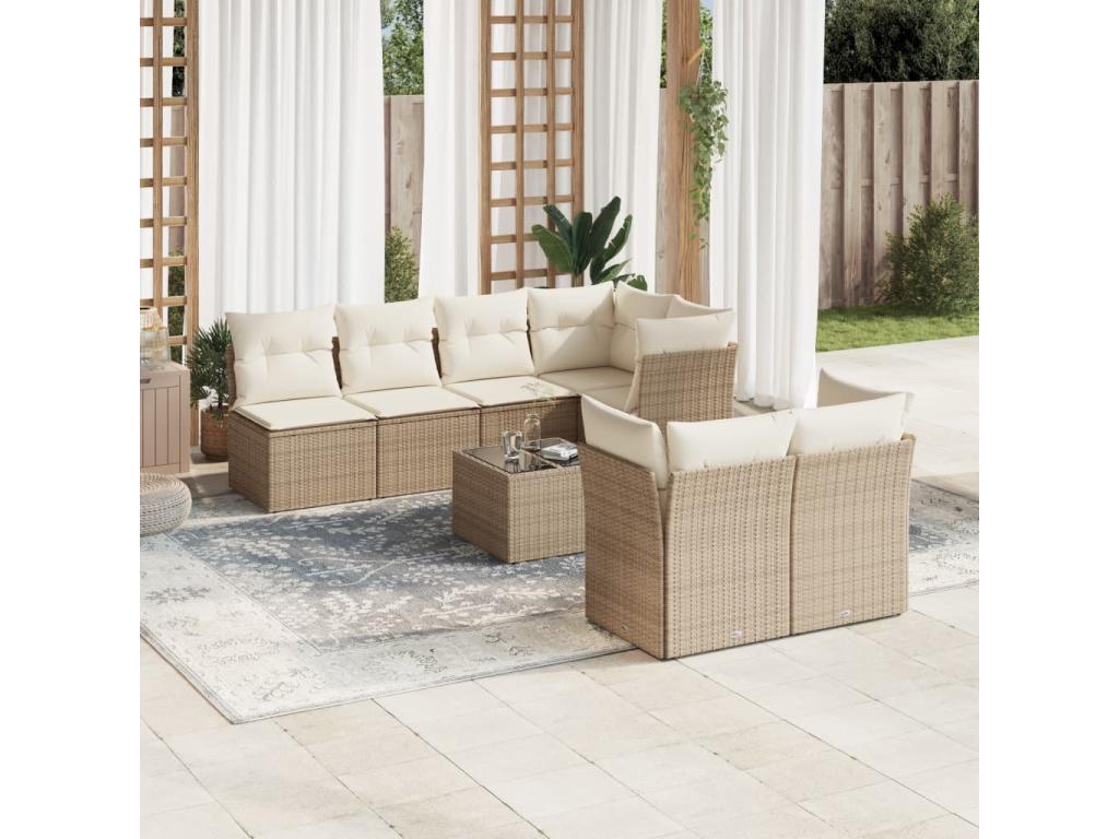 Beige Woven Resin Wicker Outdoor Furniture Set - dlz1766583968517