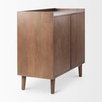 Lillie Medium Brown Solid Wood w/ Doors & Tray Top Accent Cabinet