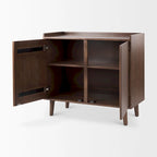 Lillie Medium Brown Solid Wood w/ Doors & Tray Top Accent Cabinet