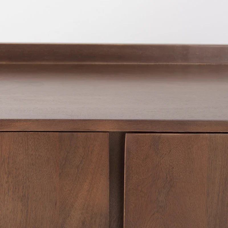 Lillie Medium Brown Solid Wood w/ Doors & Tray Top Accent Cabinet