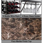 Countertop Wine Bottle & Glass Rack, Pewter/Marble