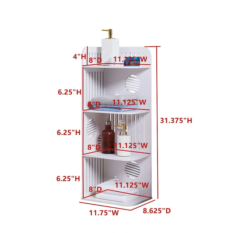 4-Tier Corner Storage Shelf Organizer for Bathroom, White