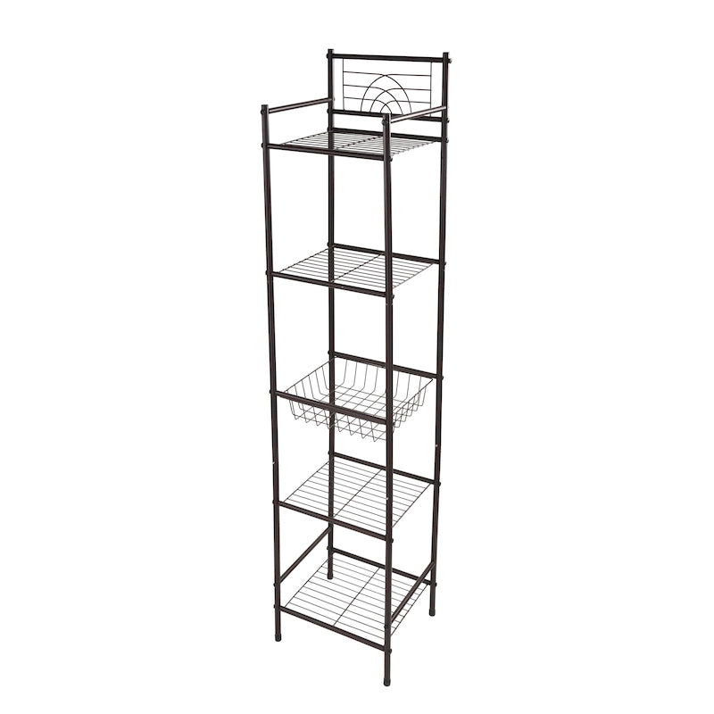 Bath Bliss 5 Tier Storage Shelf in Oil Rubbed Bronze - 13x11.6x58.7