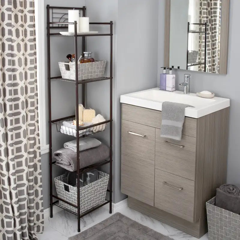 Bath Bliss 5 Tier Storage Shelf in Oil Rubbed Bronze - 13x11.6x58.7