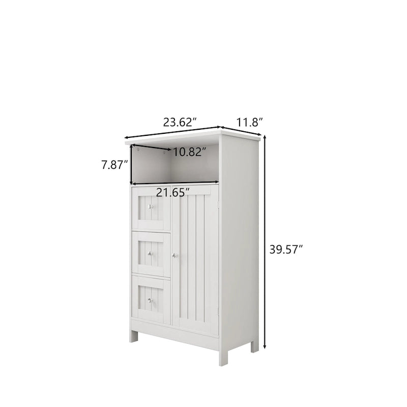 Bathroom Standing Storage Cabinet with 3 Drawers - N/A