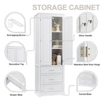 White Tall Storage Cabinet with Three Drawers