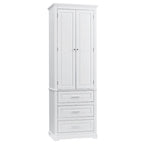 White Tall Storage Cabinet with Three Drawers