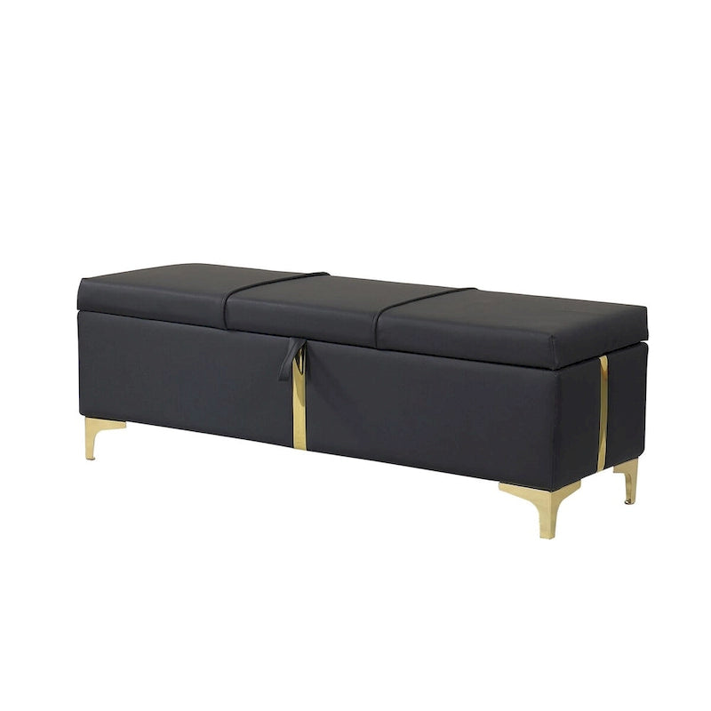 Elegant Upholstered Storage Ottoman,Storage Bench with Metal Legs for Bedroom,Living Room,Fully Assembled Except Legs