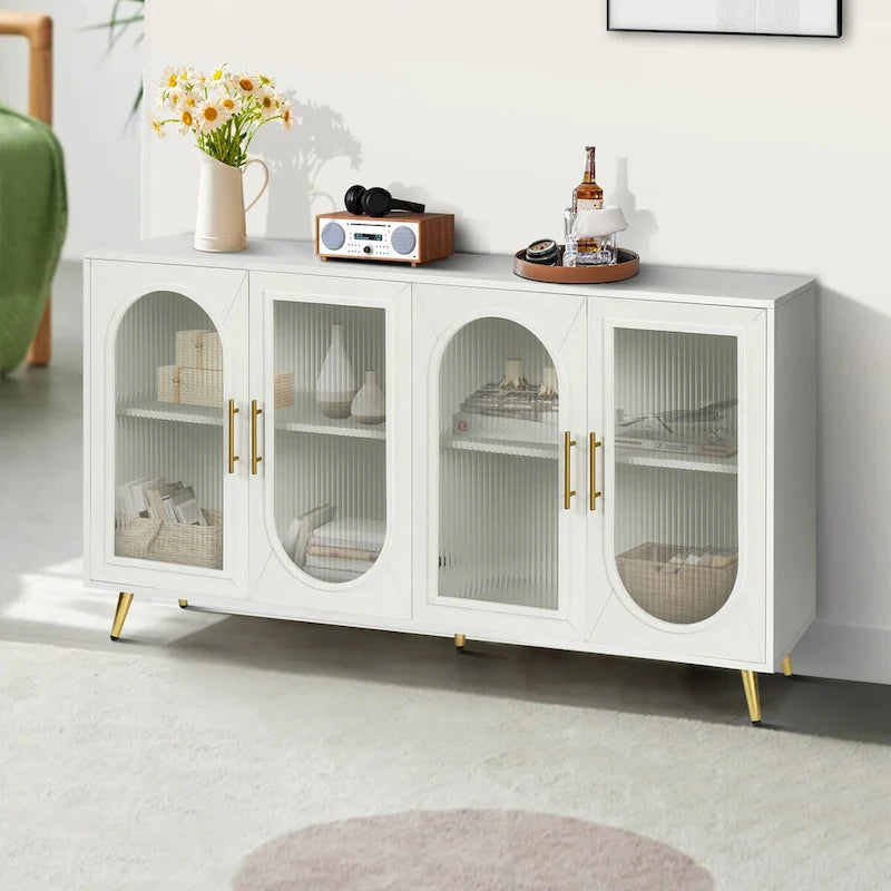 59.8 TV Stand with Storage Cabinet and Adjustable Shelves - N/A