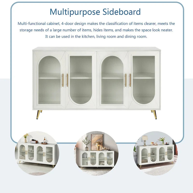 59.8 TV Stand with Storage Cabinet and Adjustable Shelves - N/A