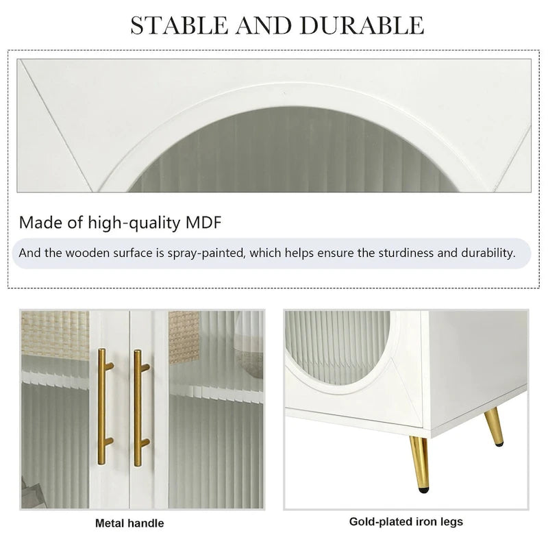 59.8 TV Stand with Storage Cabinet and Adjustable Shelves - N/A