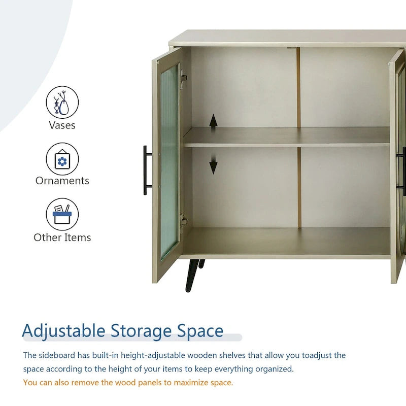 59.8 TV Stand with Storage Cabinet and Adjustable Shelves - N/A