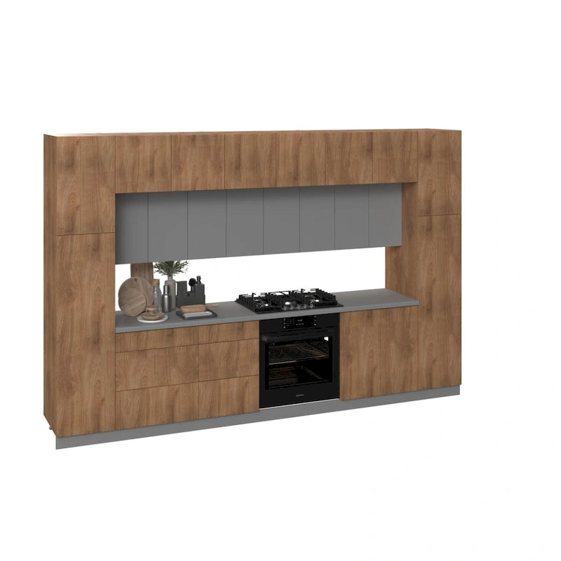 Kitchen Luxe Collection Natural Teak & Black Color Base Size 12Ft Wide - 143x24