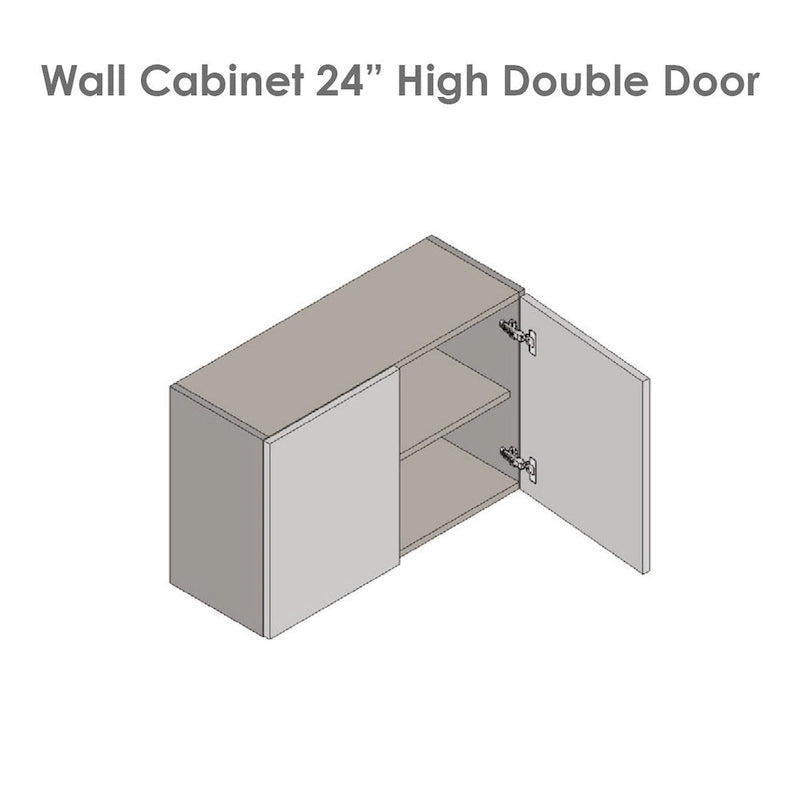 24 x 24 Wall Cabinet-Double Door-Grey - 24 x 24 x 12