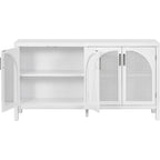 Large Storage Space Sideboard with Artificial Rattan Door - N/A