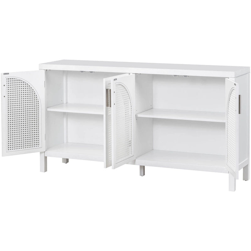 Large Storage Space Sideboard with Artificial Rattan Door - N/A
