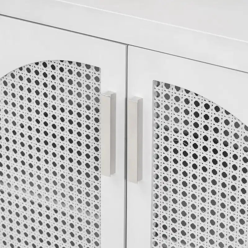 Large Storage Space Sideboard with Artificial Rattan Door - N/A