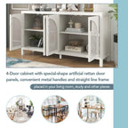 Large Storage Space Sideboard with Artificial Rattan Door - N/A