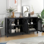 Large Storage Space Sideboard with Artificial Rattan Door - N/A