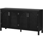Large Storage Space Sideboard with Artificial Rattan Door - N/A
