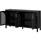 Large Storage Space Sideboard with Artificial Rattan Door - N/A