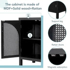 Large Storage Space Sideboard with Artificial Rattan Door - N/A