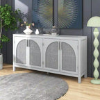 Large Storage Space Sideboard with Artificial Rattan Door - N/A