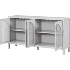 Large Storage Space Sideboard with Artificial Rattan Door - N/A