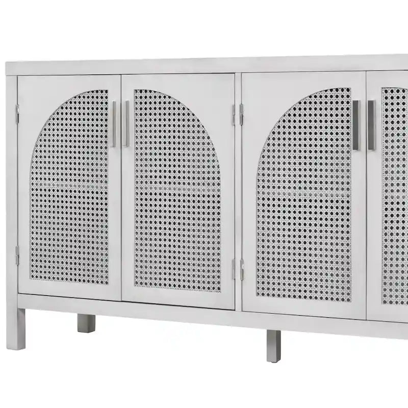 Large Storage Space Sideboard with Artificial Rattan Door - N/A