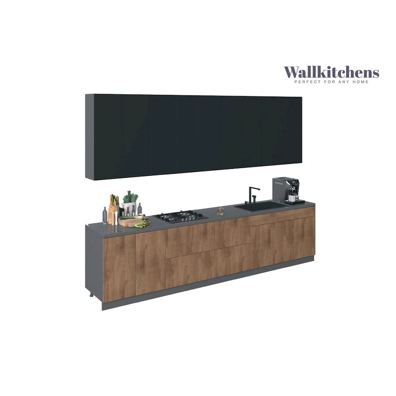 Kitchen Elite Epicure Collection Natural Teak & Black Color Base Size 11Ft Wide - 138x24