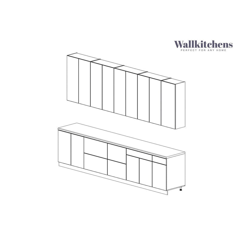 Kitchen Elite Epicure Collection Natural Teak & Black Color Base Size 11Ft Wide - 138x24