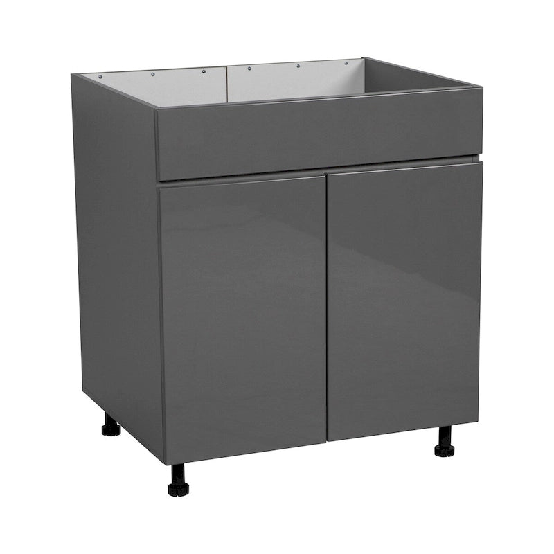 33 Sink Base Cabinets-High Double Door-Grey - 33 x 34 1/2 x 23 3/8