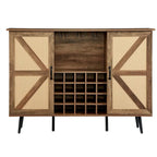 Rustic Wood Storage Cabinet with Wine Rack and Wine Glass Rack