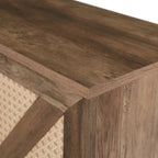 Rustic Wood Storage Cabinet with Wine Rack and Wine Glass Rack