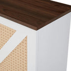 Rustic Wood Storage Cabinet with Wine Rack and Wine Glass Rack