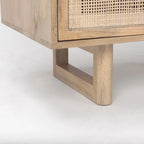 Grier Light Brown Solid Wood w/ Cane Doors Accent Cabinet