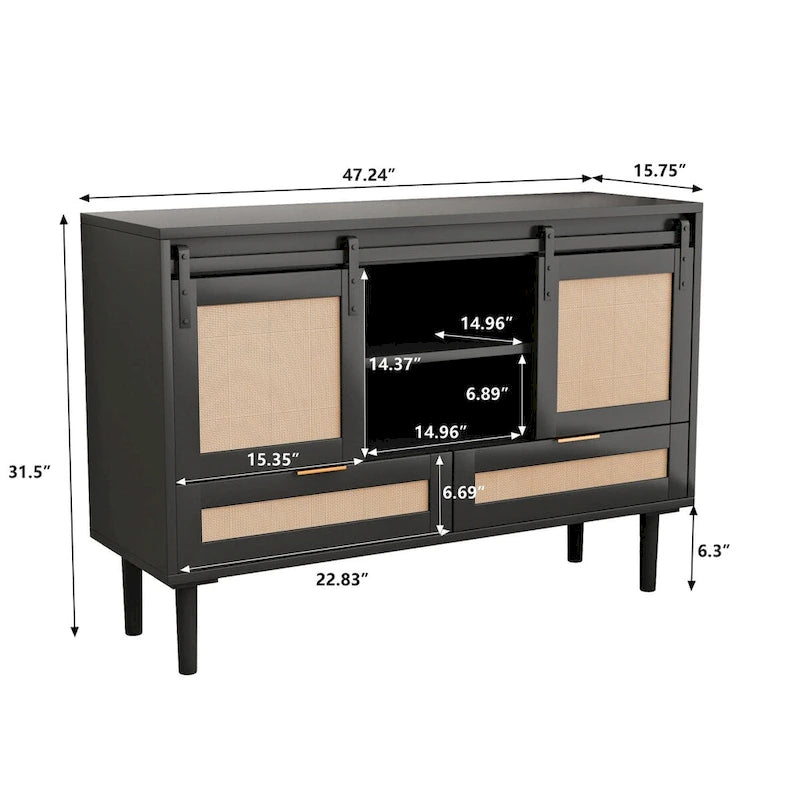 Sliding Barn Door Storage Cabinet - N/A