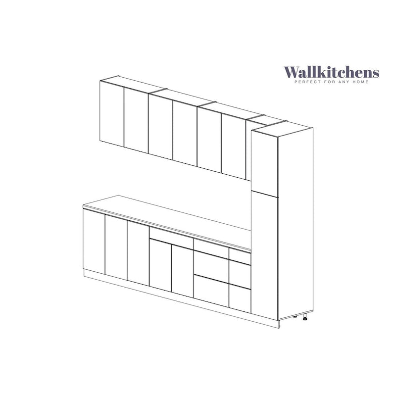 Kitchen Metropolitan Collection White Gloss Color Base Size 11Ft Wide - 132x24