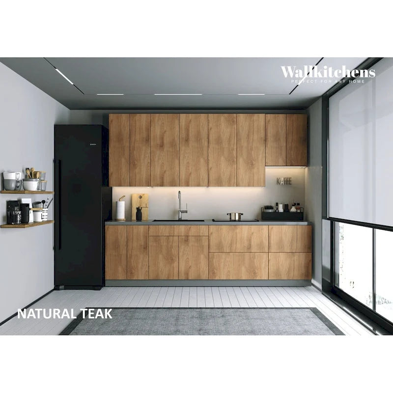 Kitchen Contemporary Collection Natural Teak Color Base Size 9.5Ft Wide - 114x24