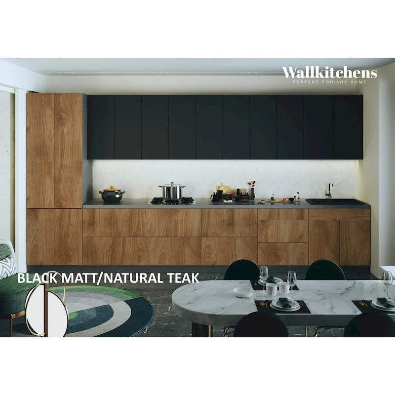 Kitchen Celestial Collection Natural Teak & Black Color Base Size 15Ft Wide - 182x24