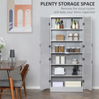 Freestanding Kitchen Pantry, 6-tier Shelving with 2 Adjustable Shelves