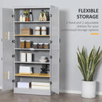 Freestanding Kitchen Pantry, 6-tier Shelving with 2 Adjustable Shelves