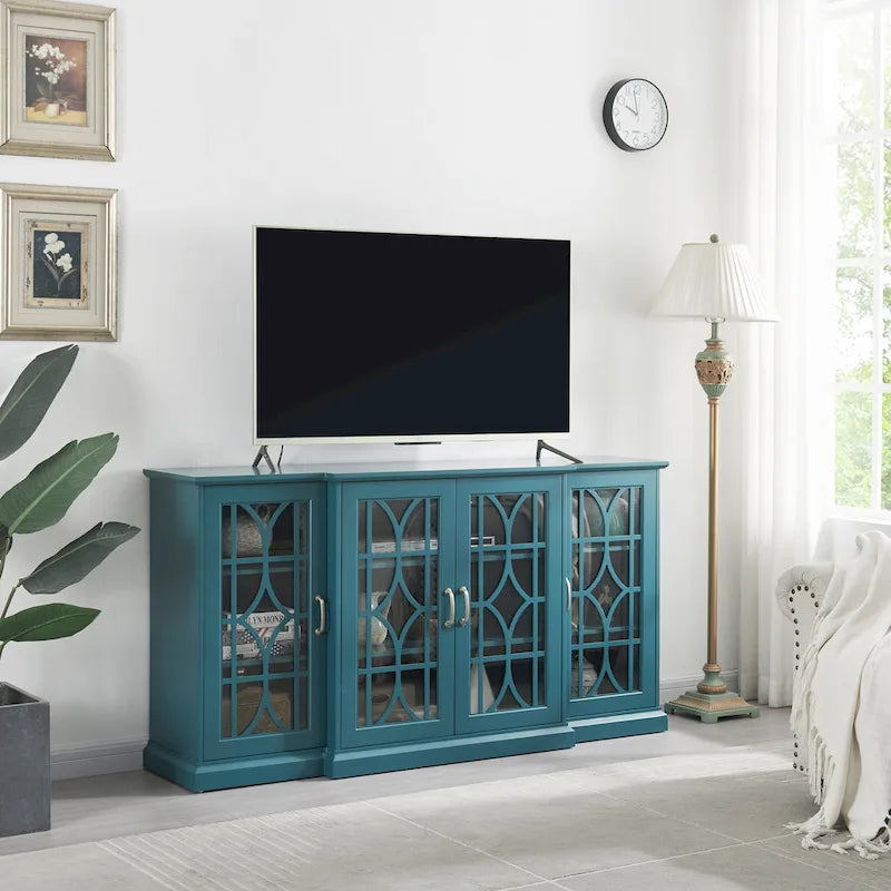 Wooden TV Stand, Sideboard Buffet, Storage Cabinet with 4 Doors