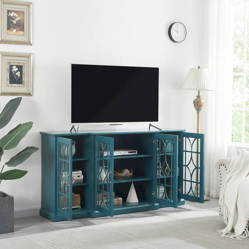 Wooden TV Stand, Sideboard Buffet, Storage Cabinet with 4 Doors