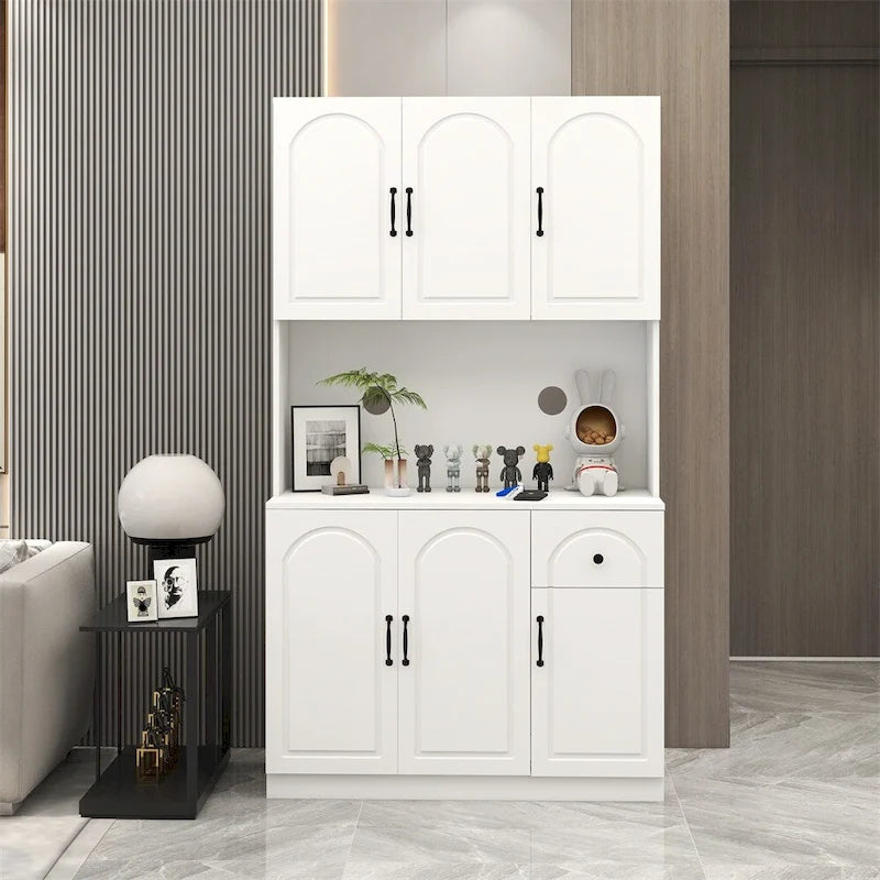 Kitchen Pantry Storage Cabinet with Microwave Oven Countertop