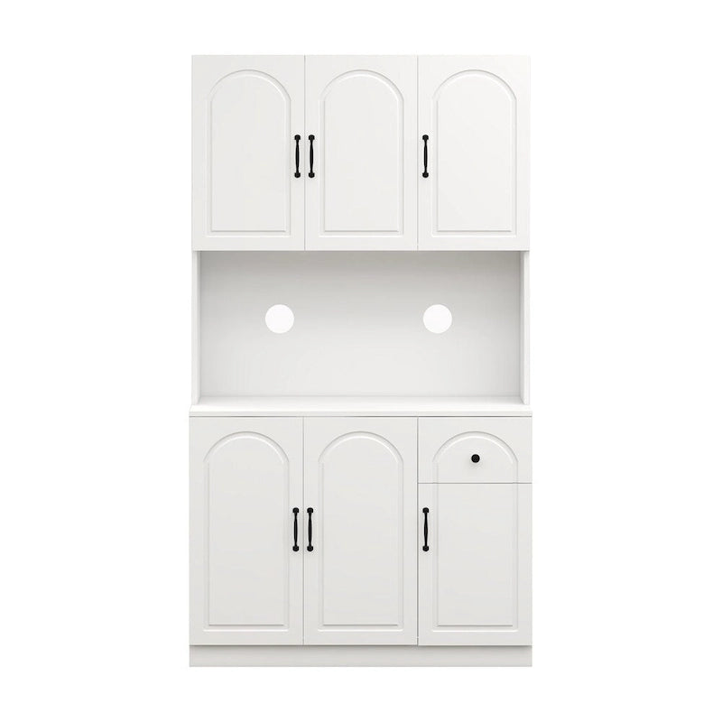 Kitchen Pantry Storage Cabinet with Microwave Oven Countertop