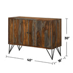 2 Doors Accent Cabinet in Sheesham Grey and Gunmetal