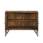 2 Doors Accent Cabinet in Sheesham Grey and Gunmetal