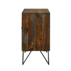 2 Doors Accent Cabinet in Sheesham Grey and Gunmetal