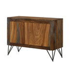 2 Doors Accent Cabinet in Sheesham Grey and Gunmetal